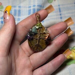 Handcrafted Tree of Life Pendant with Multicolor Gemstones